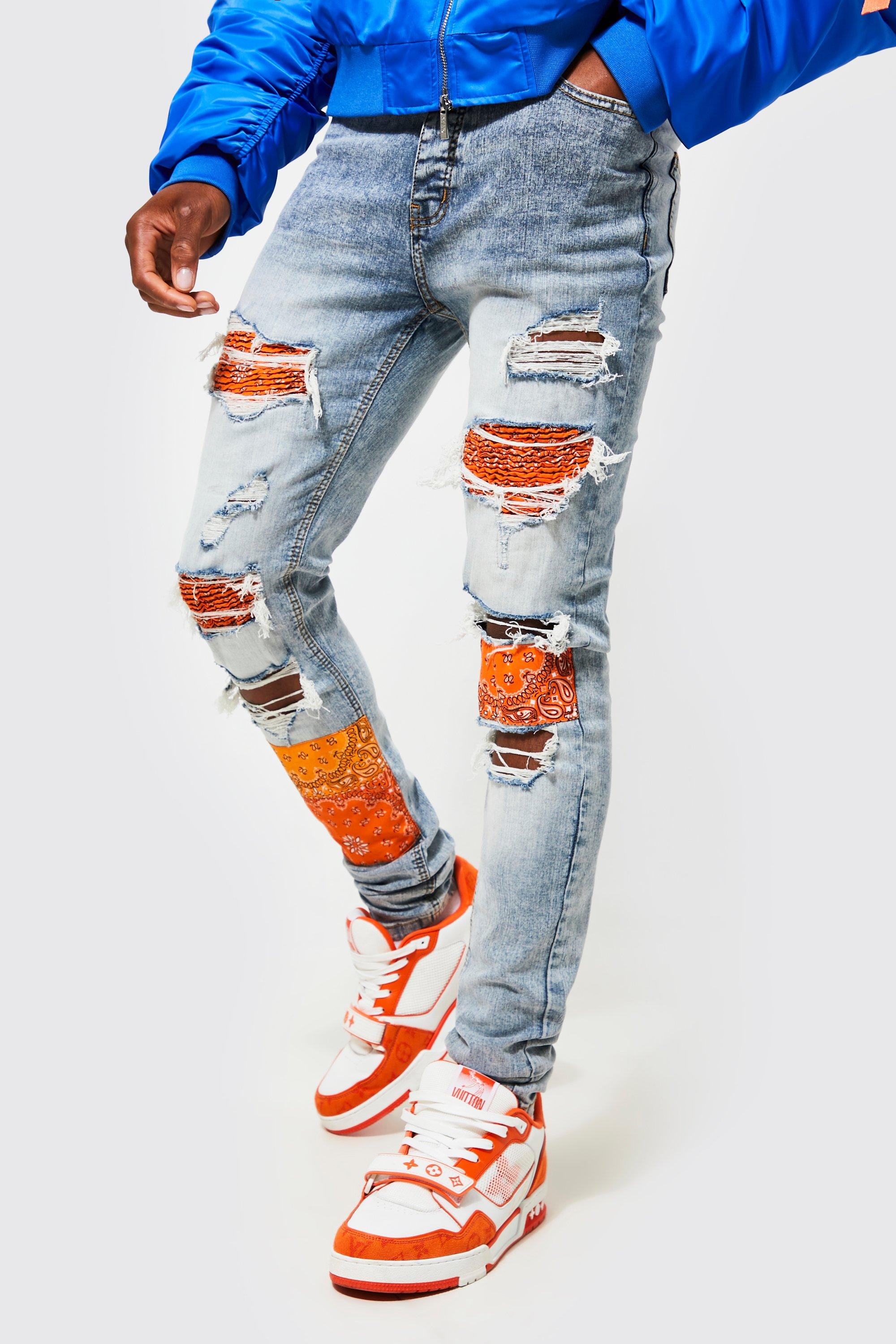 Orange 2024 biker jeans